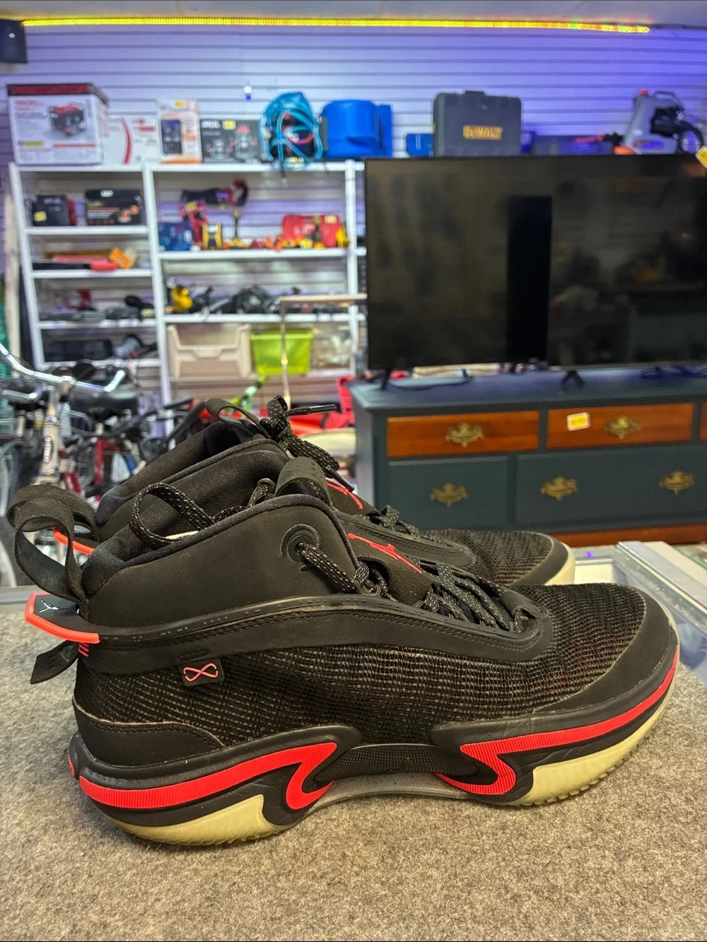 Jordan Men’s Black & Red Athletic High-Top Sneakers